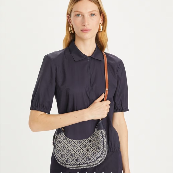 Tory Burch Blue and Tan Shoulder Bag - Picture 3 of 12